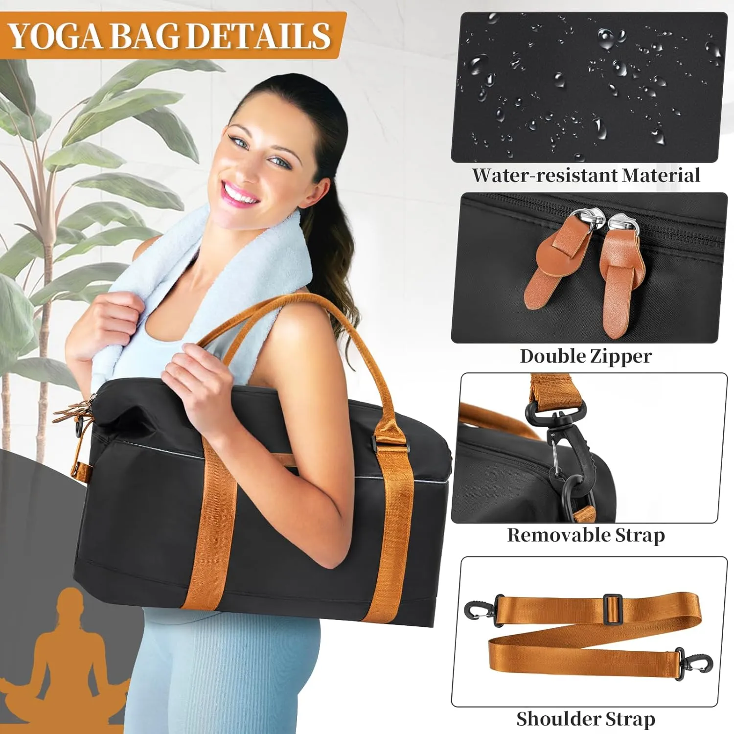 Travel Duffle, Waterproof Gym Weekender Overnight Tote Carry On with Luggage Sleeve, Dry Wet Pocket, Labor Delivery Hospital Bag