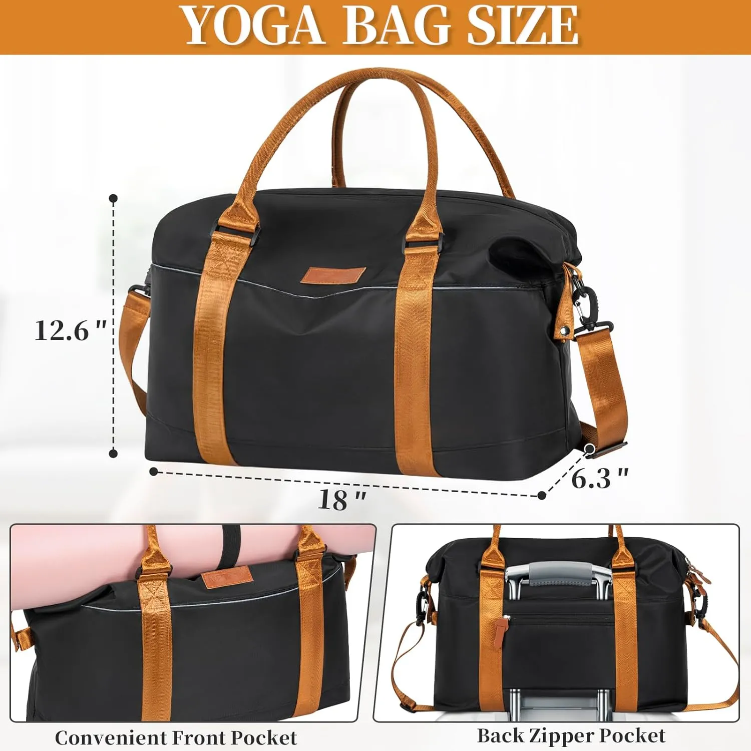Travel Duffle, Waterproof Gym Weekender Overnight Tote Carry On with Luggage Sleeve, Dry Wet Pocket, Labor Delivery Hospital Bag