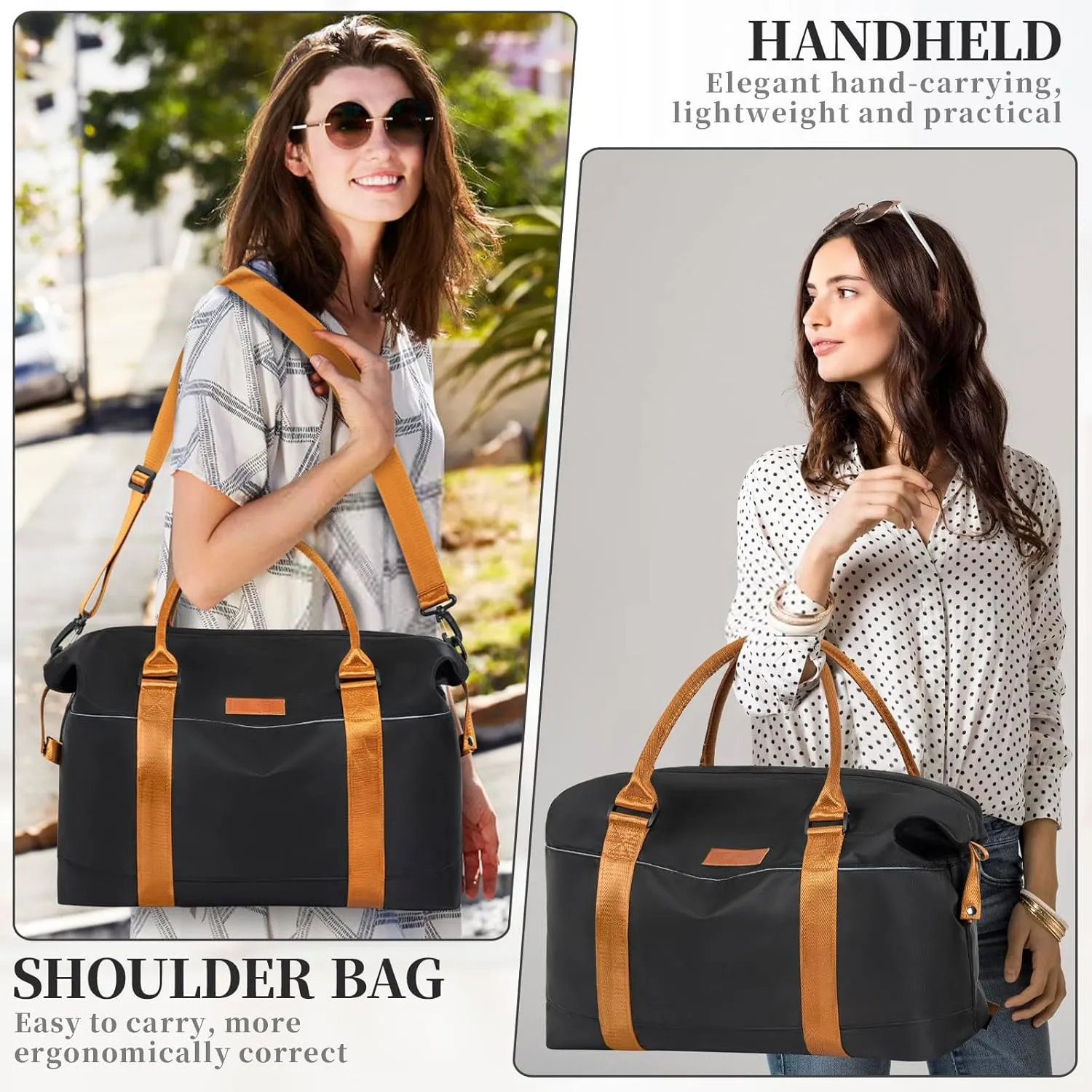 Travel Duffle, Waterproof Gym Weekender Overnight Tote Carry On with Luggage Sleeve, Dry Wet Pocket, Labor Delivery Hospital Bag