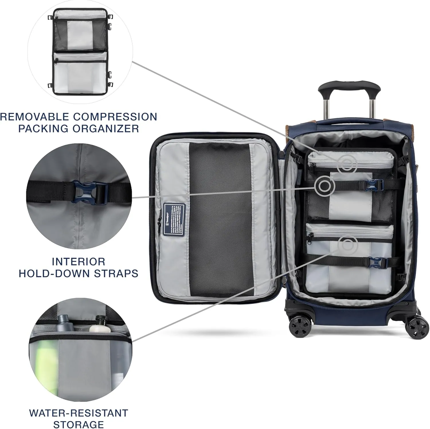 Travelpro Crew Classic Lightweight Softside Expandable Carry on Luggage, 8 Wheel Spinner Suitcase, Men and Women, Carry On 21-Inch, Patriot Blue
