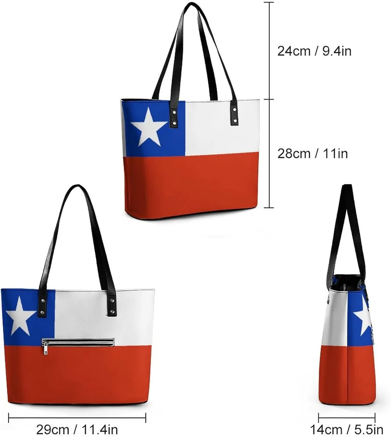 Trendy Cape Verde Flag Large Tote Bag for Women Leather Everyday Handbag