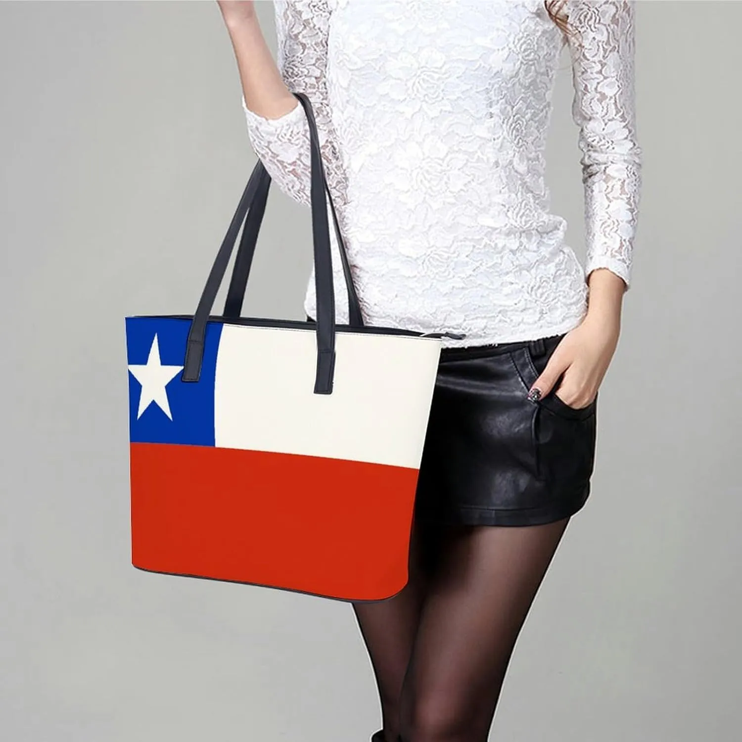 Trendy Cape Verde Flag Large Tote Bag for Women Leather Everyday Handbag