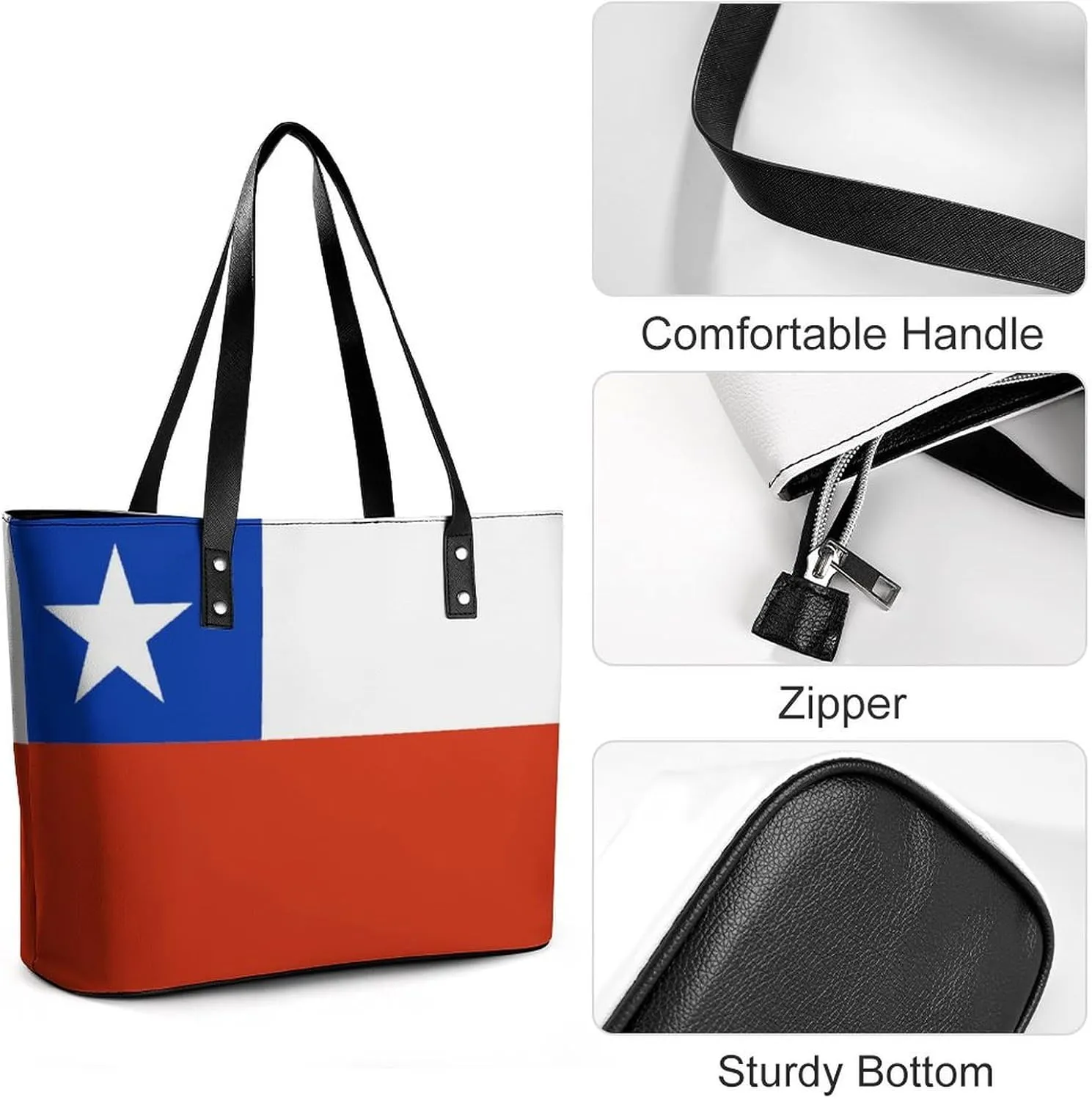 Trendy Cape Verde Flag Large Tote Bag for Women Leather Everyday Handbag
