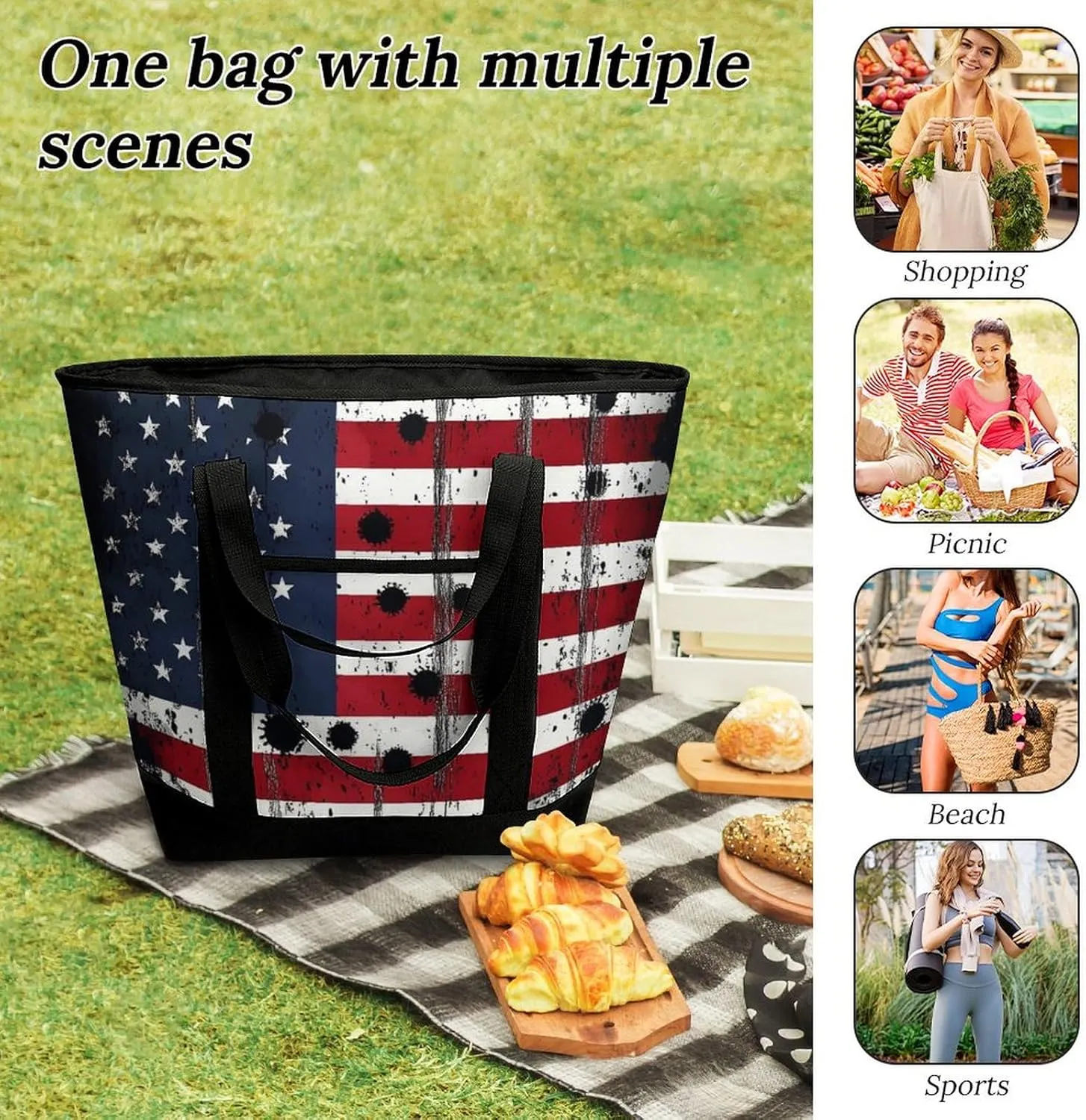 Trendy Commuter Tote Bag Large Insulated Shopping Bag For Travel