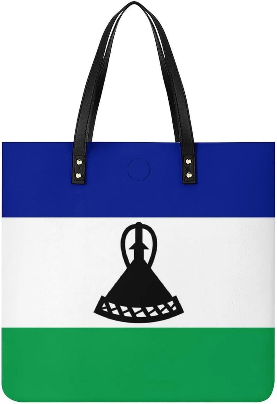 Trendy Lesotho Flag Women's Large Shoulder Bag Leather Tote for Work and Travel
