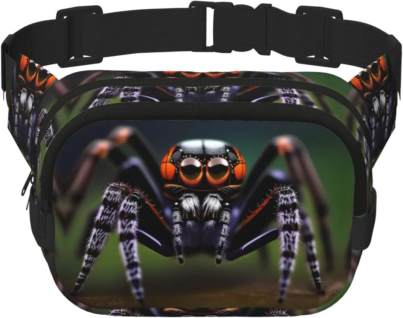 Tropical rainforest spiders print Crossbody Bag Unisex - Square Double Layer Waist Bag Everywhere Fanny Pack Purse with Adjustable Strap