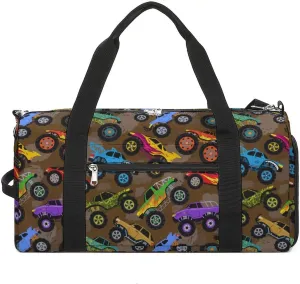 Truck Cartoon Vehicles Sports Tote Gym Bag for Women Men, Overnight Bag with Shoe Compartment Water Resistant