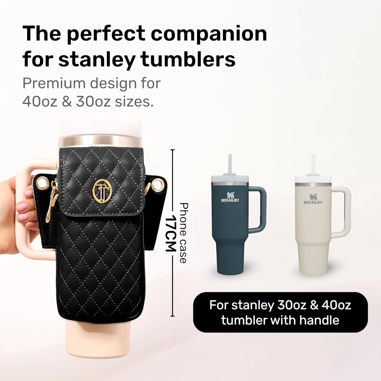 Tumble Tote 40oz Water Bottle Holder with Strap, Stanley Accessories, RFID Purse, Detachable Multi-Function Bag with Phone Pocket, Card Slots, Ideal for