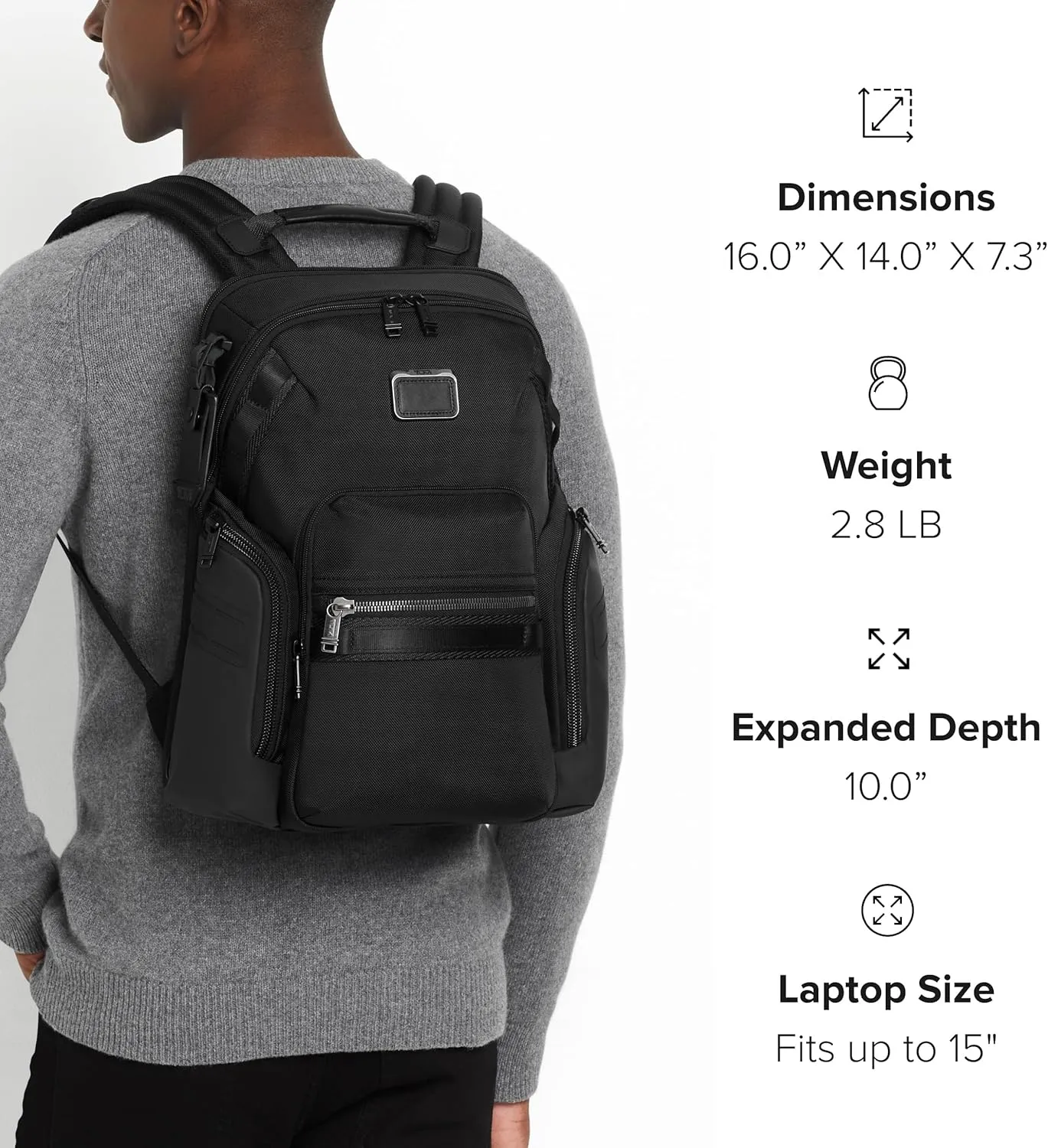 TUMI - Alpha Bravo Navigation Backpack - Everyday Travel Backpack - Fits Up to 15" Laptop - 16.0" X 14.0" X 7.3"