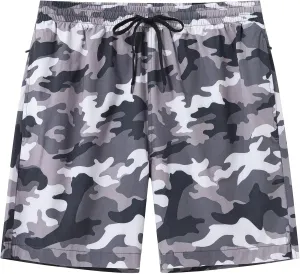 Tyhengta Men's Swim Trunks Quick Dry Beach Shorts with Zipper Pockets and Mesh Lining