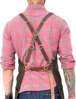 Under NY Sky Real Leather Strap for Apron - Cross Shoulder & Waist Set - Brown