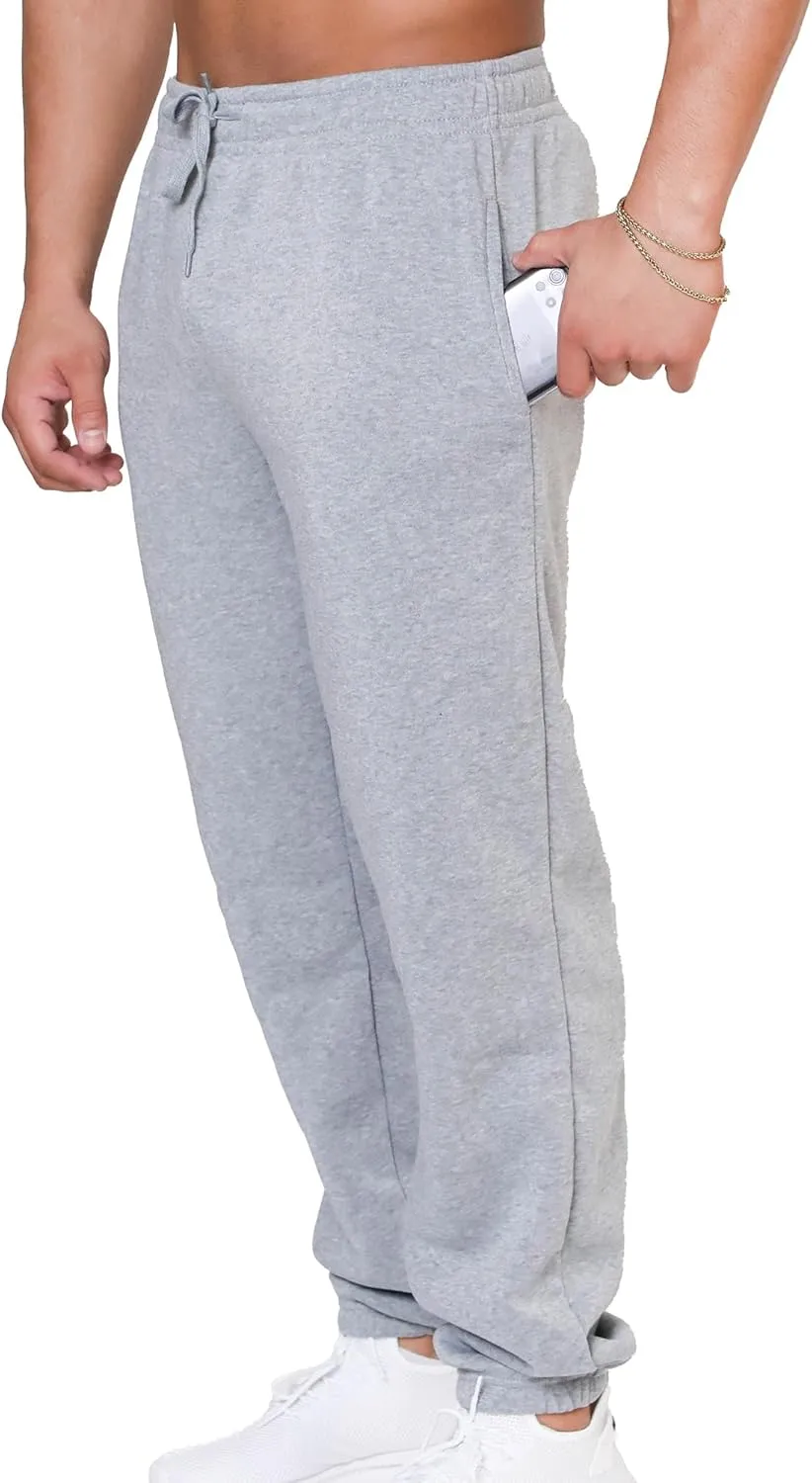 UNIQUE STYLES ASFOOR Elastic Bottom Baggy Sweatpants for Men, Workout Fleece Sweat Pants with Pockets