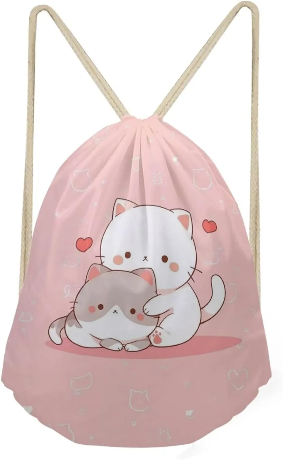 Upetstory Cute Cat Drawstring Backpack for Women Girls Kids String Bag Sackpack Cinch Bags Training Gymsack for Travel Sports Yoga School Shopping Storage Pouch