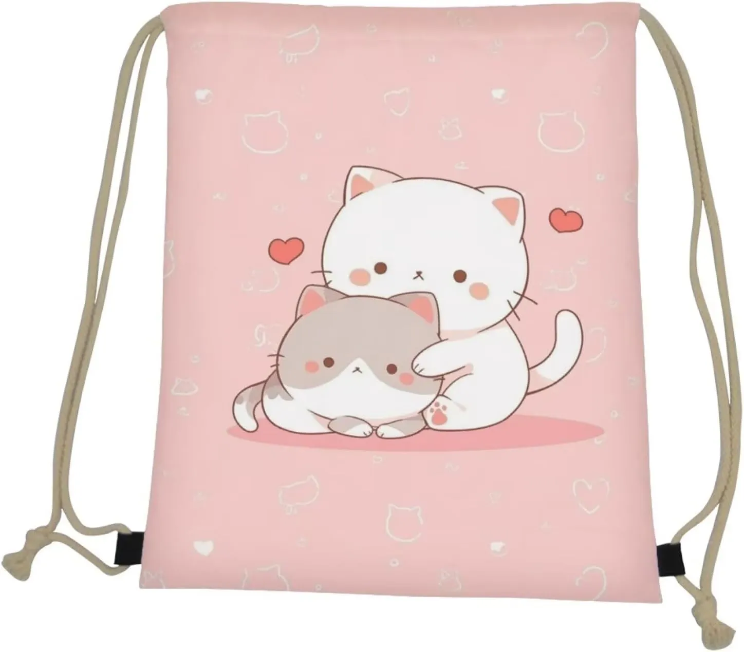 Upetstory Cute Cat Drawstring Backpack for Women Girls Kids String Bag Sackpack Cinch Bags Training Gymsack for Travel Sports Yoga School Shopping Storage Pouch