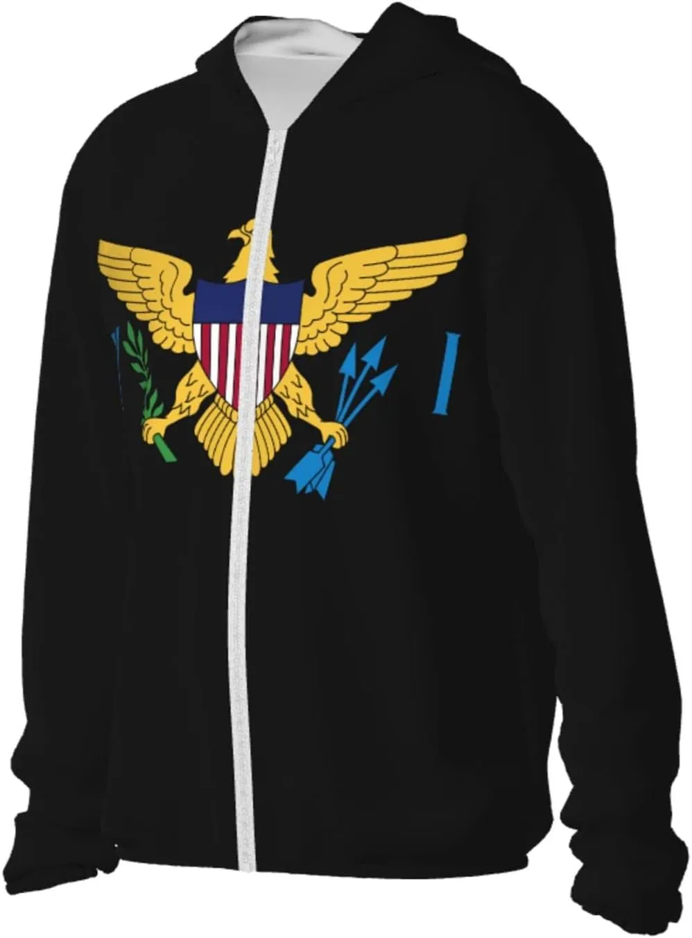 Us Virgin Islands Flag Sun Protection Hoodie Women's Long Sleeve Uv Shirts Jacket Hooded for Hiking Outdoor