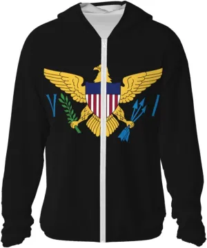 Us Virgin Islands Flag Sun Protection Hoodie Women's Long Sleeve Uv Shirts Jacket Hooded for Hiking Outdoor