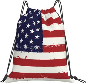 Usa Flag Unisex Drawstring Backpack Bag Sport Gym Dance Travel Sackpack