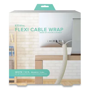 UT Wire® Flexi Cable Wrap, 0.5" To 1" X 12 Ft, White
