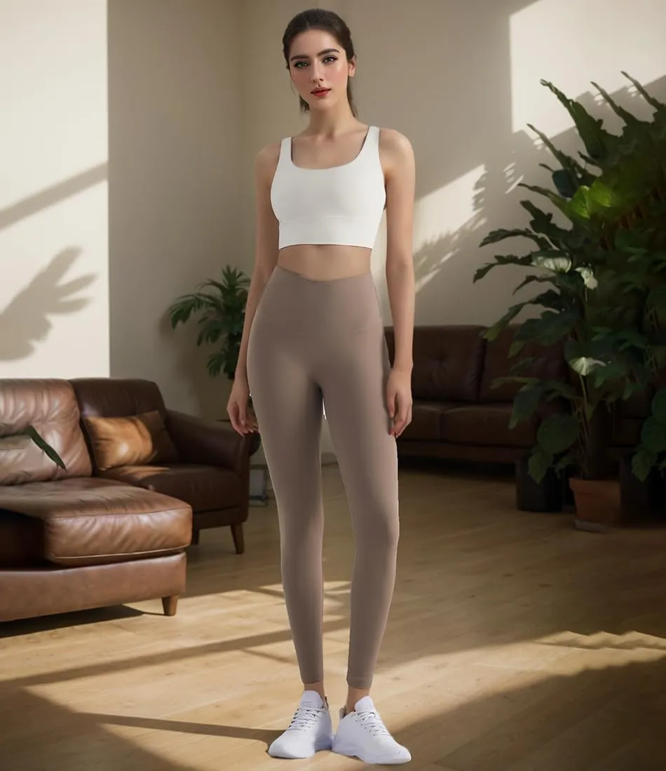 V-Cross Waist Yoga Leggings for Women,High-Waisted Tummy Control,Crossover Design,Asymmetrical Waist Yoga Pants