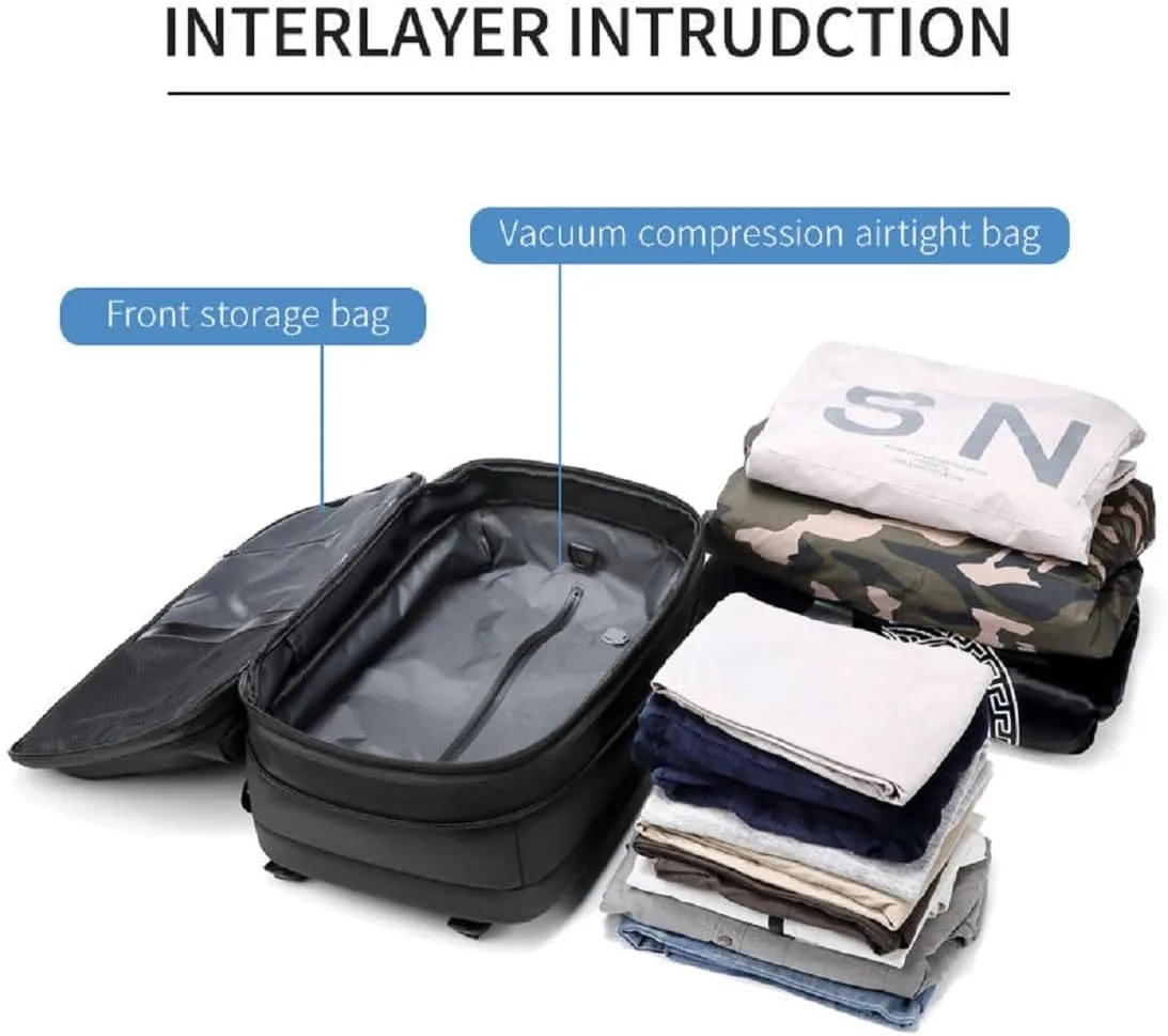 Vacpack Backpack, Vacpack Vacuum Backpack Luggage, Waterproof And Anti-Theft Expandable Large Capacity (Black   Vacuum Pump)