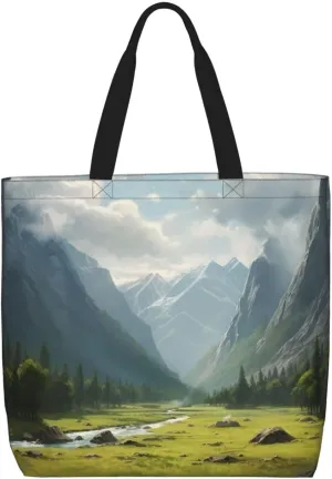 Valley Print Women Tote Bag Big Capacity Shopping Bag Fashion Beach Bag For Work Travel