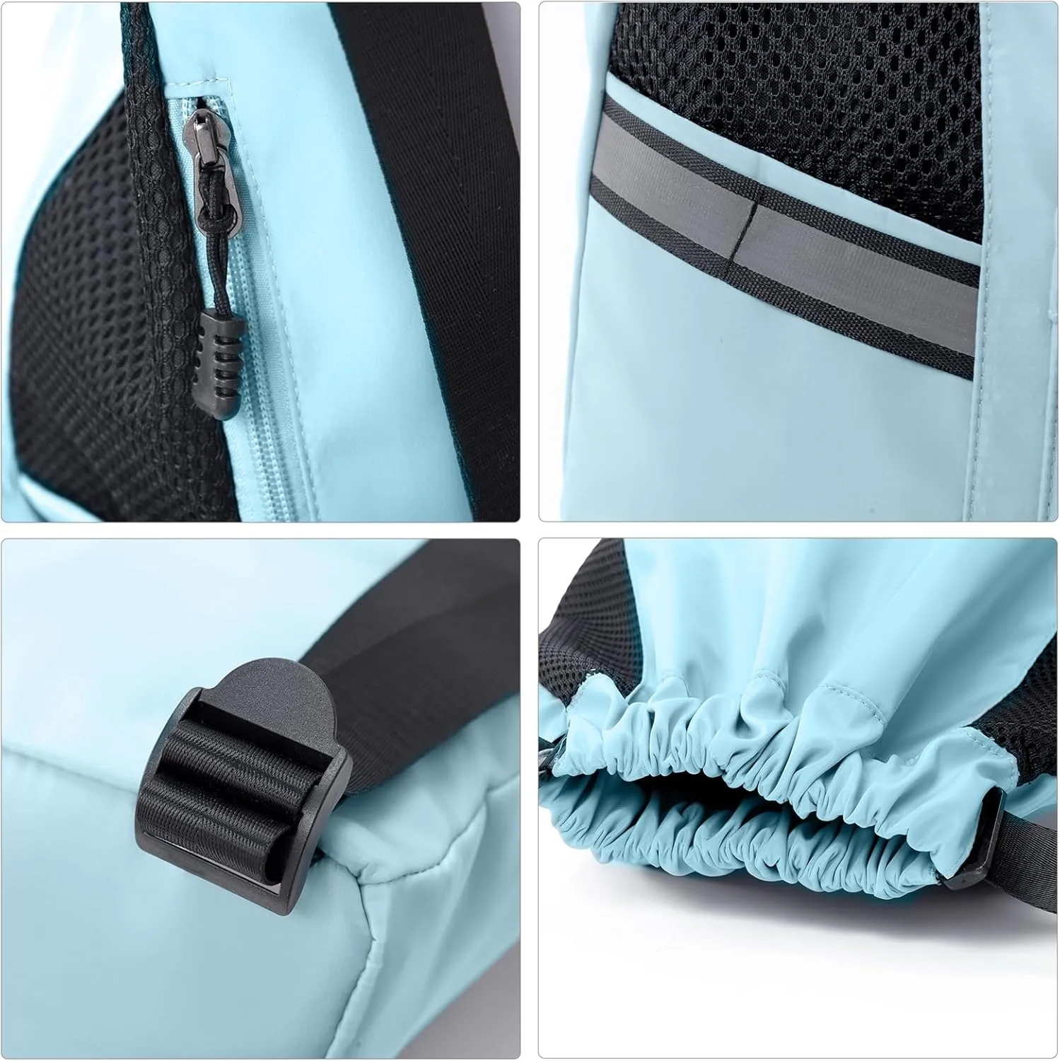 Valleycomfy Drawstring Backpack Sports Gym Backpack with Reflective Strips Water-Resistant String Beach Bag for Men Women Green