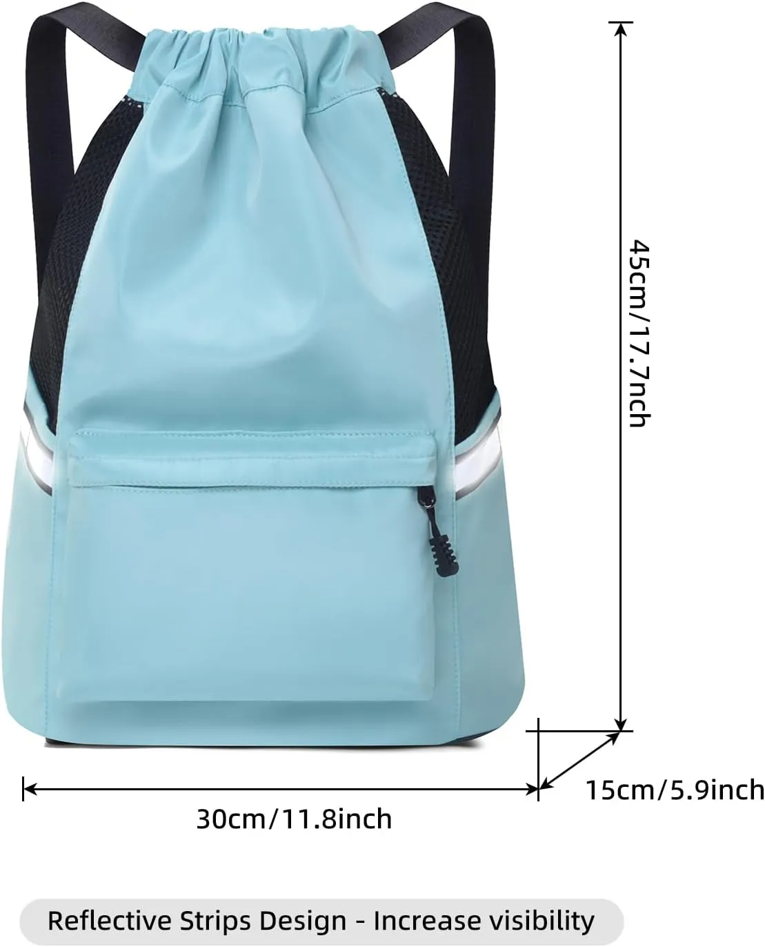 Valleycomfy Drawstring Backpack Sports Gym Backpack with Reflective Strips Water-Resistant String Beach Bag for Men Women Green
