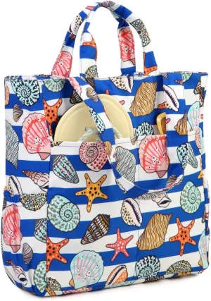VASCHY Beach Tote Bag for Women, Lightweight Water Resistant Fold-able Large Pool Tote Bag w Zipper for Vocation