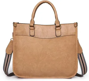 Vegan Leather Crossbody Tote Bag with Guitar Strap Women Vintage Hobo Handbag Large Capacity Work Shoulder Tote Bag