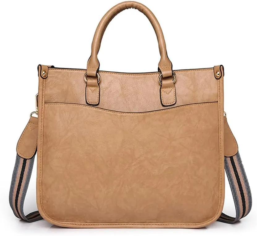 Vegan Leather Crossbody Tote Bag with Guitar Strap Women Vintage Hobo Handbag Large Capacity Work Shoulder Tote Bag