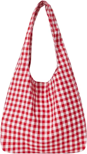 Verdusa Women's Plaid Shoulder Tote Bag Large Capacity Work Travel Shopping Bag