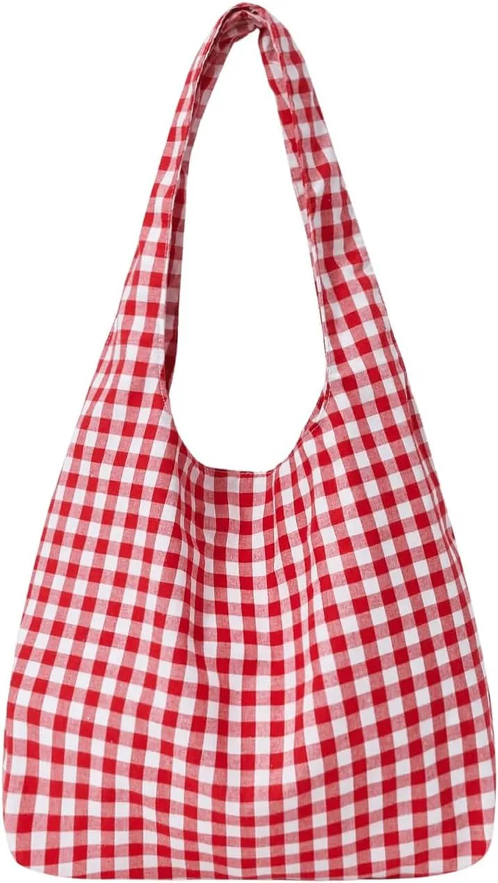 Verdusa Women's Plaid Shoulder Tote Bag Large Capacity Work Travel Shopping Bag