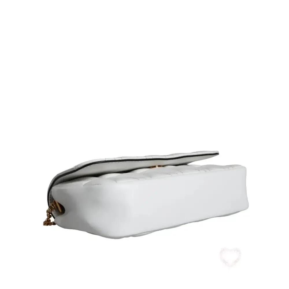 Versace White Quilted Nappa Leather Crossbody Shoulder Bag