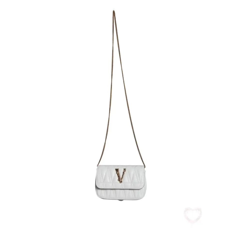 Versace White Quilted Nappa Leather Crossbody Shoulder Bag