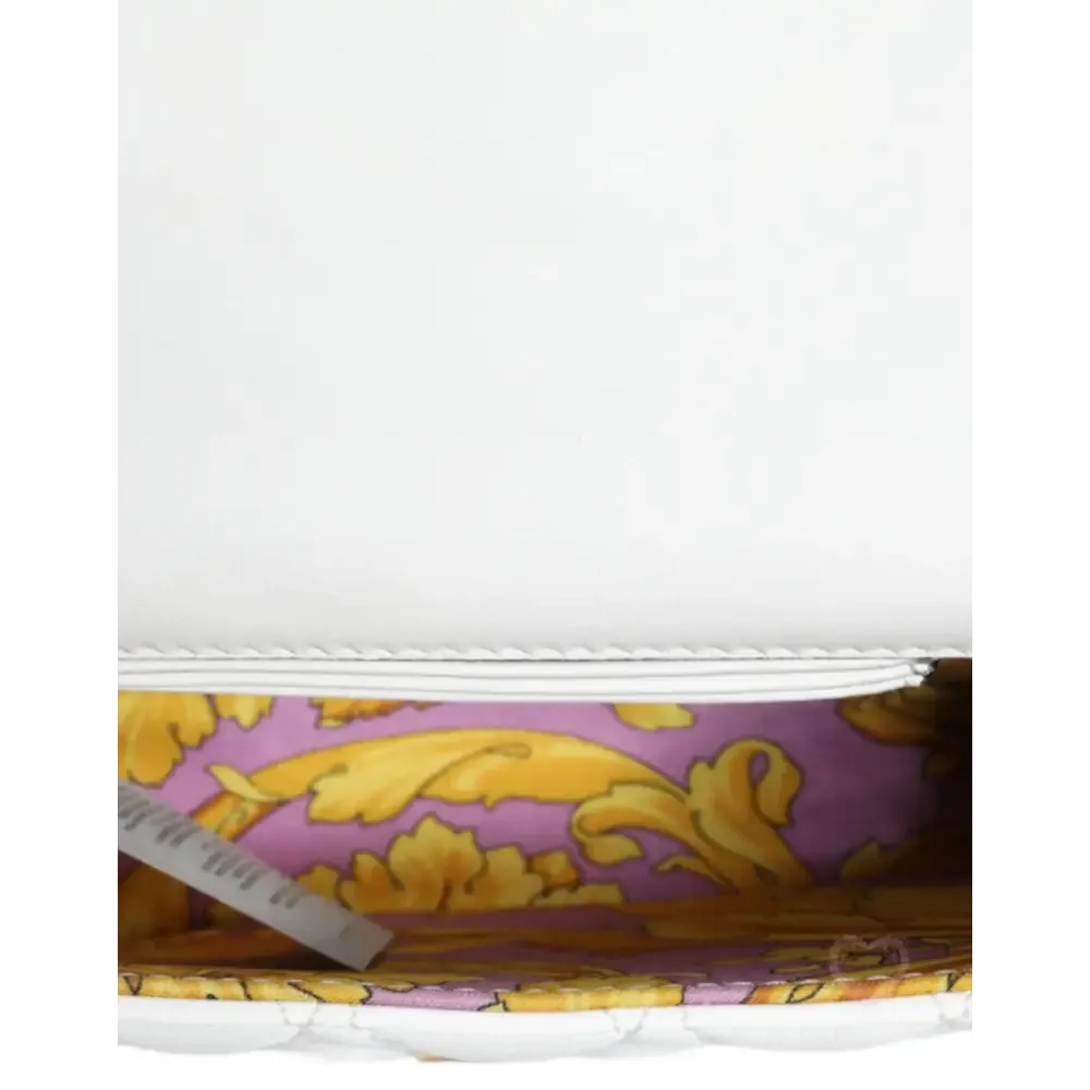 Versace White Quilted Nappa Leather Crossbody Shoulder Bag