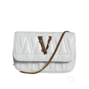 Versace White Quilted Nappa Leather Crossbody Shoulder Bag