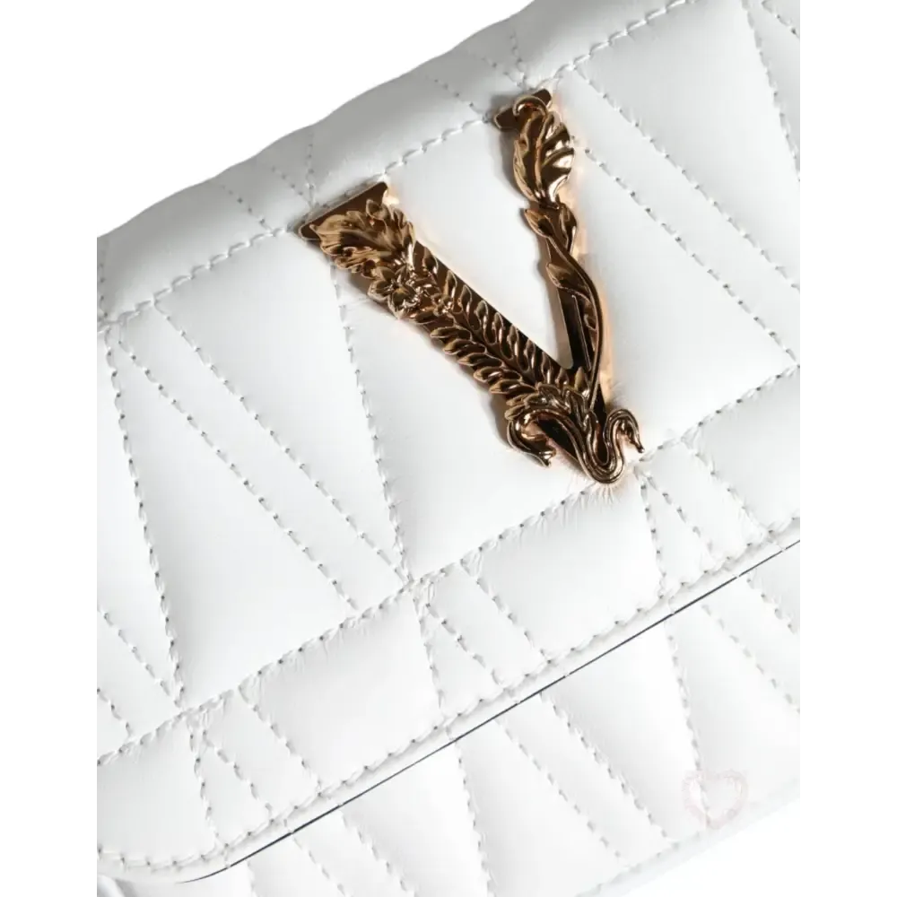Versace White Quilted Nappa Leather Crossbody Shoulder Bag