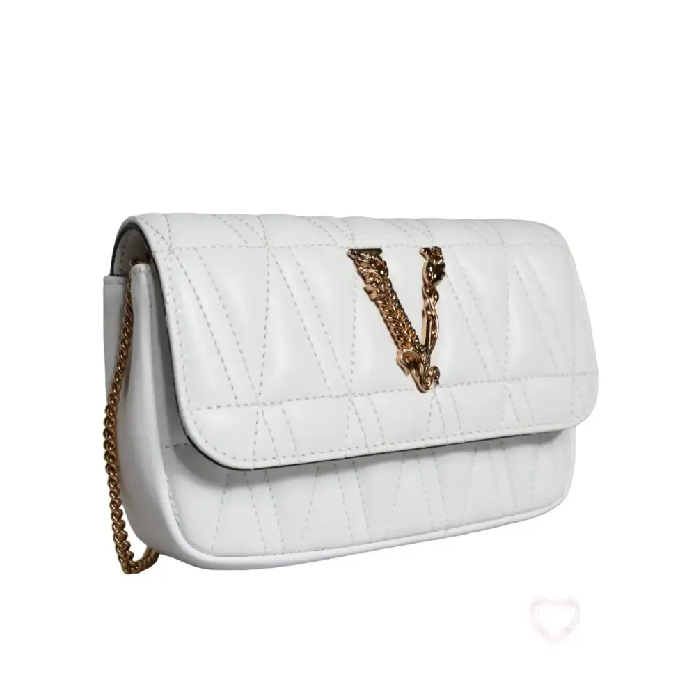 Versace White Quilted Nappa Leather Crossbody Shoulder Bag