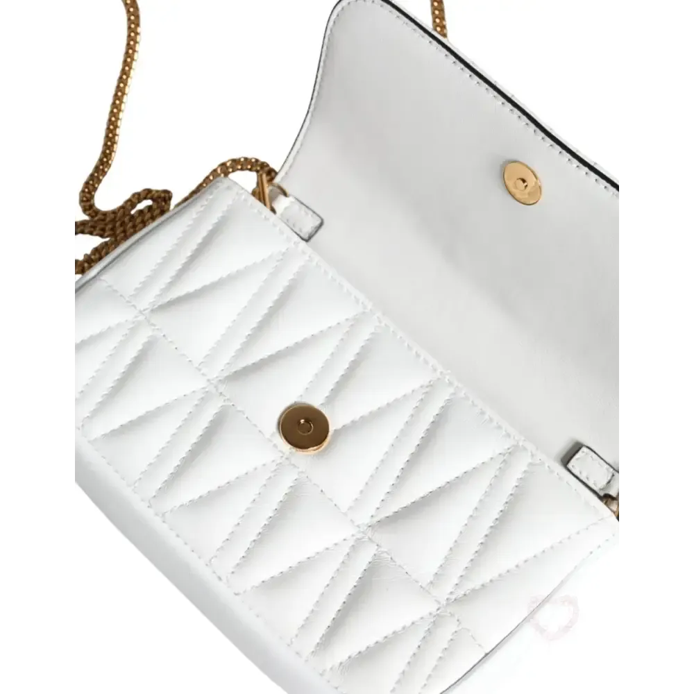 Versace White Quilted Nappa Leather Crossbody Shoulder Bag