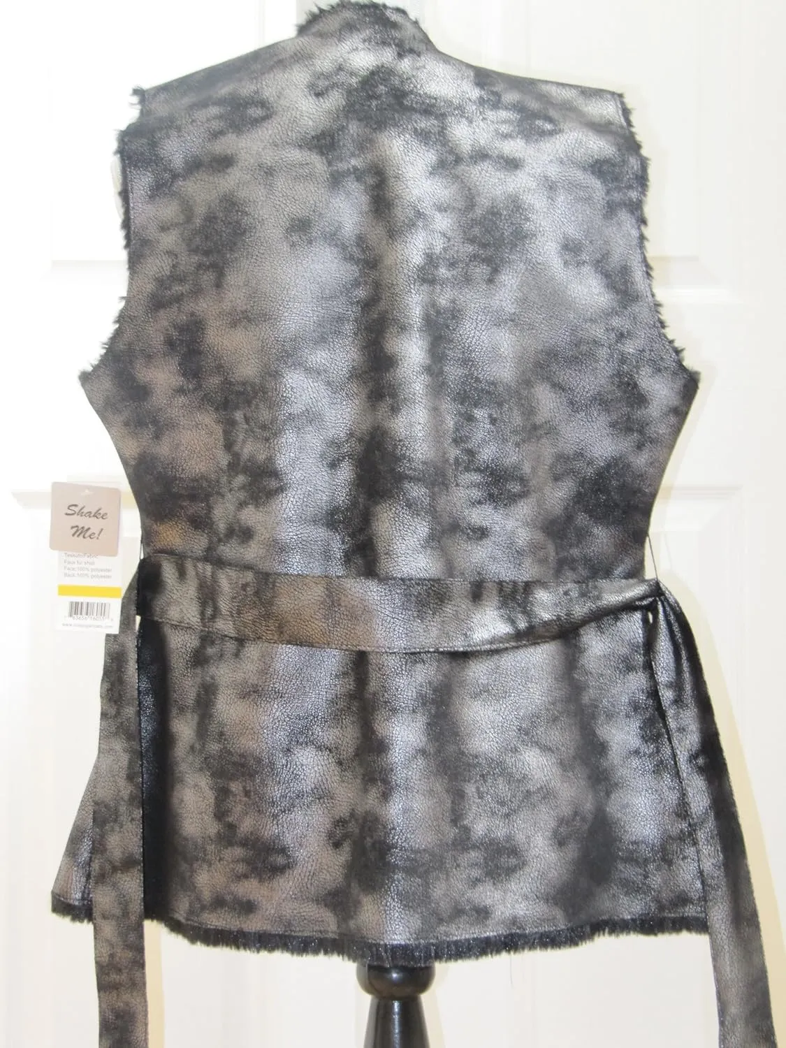 VIA SPIGA Metalic Faux Fur Vest Silver/Black Womens Size Small