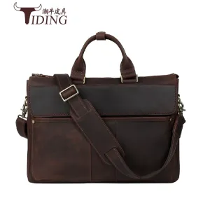 Vintage  cow leather casual laptop bag