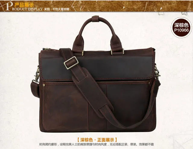 Vintage  cow leather casual laptop bag