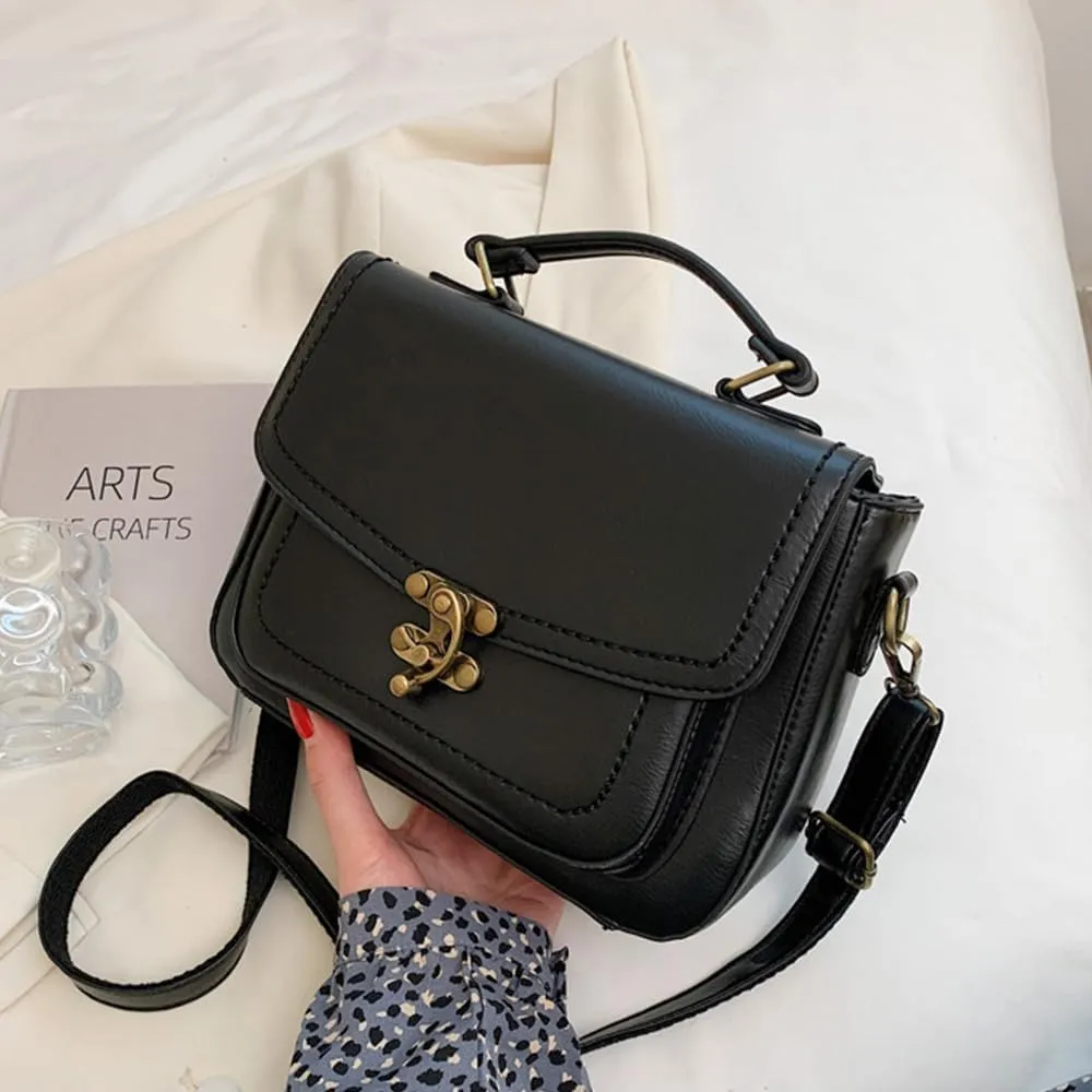 Vintage Crossbody Bags for Women, Small Leather Purse Messenger Bag, Retro Women Shoulder Handbag with Top Handle