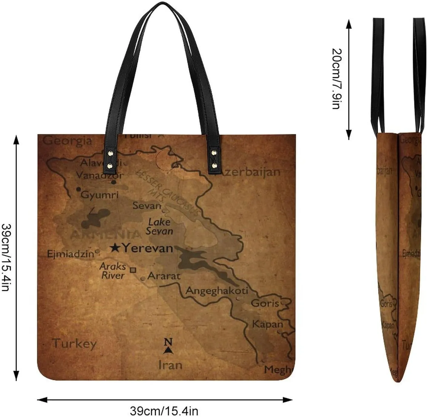 Vintage Maps of Aruba Leather Handbags Shoping Bag Women Large Capacity Beach Bag