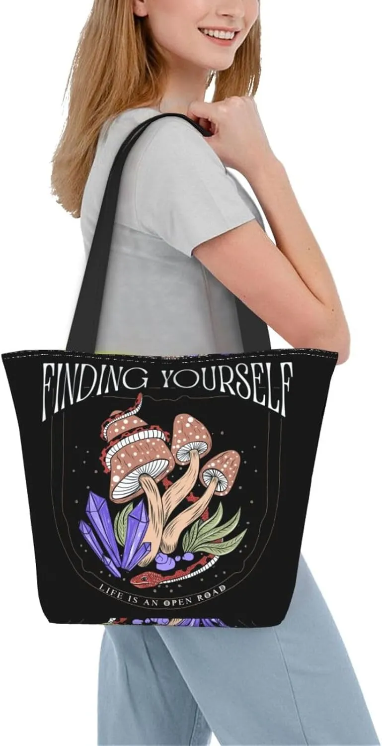 Vintage Mushrooms It's Okay to Not Be Okay Women's Tote Bag Lightweight Shopping Handbag Travel Shoulder Bag