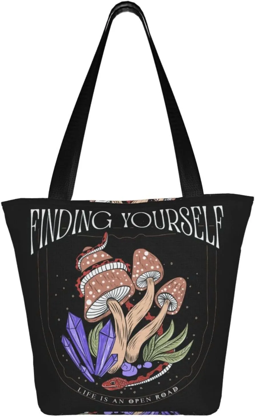 Vintage Mushrooms It's Okay to Not Be Okay Women's Tote Bag Lightweight Shopping Handbag Travel Shoulder Bag