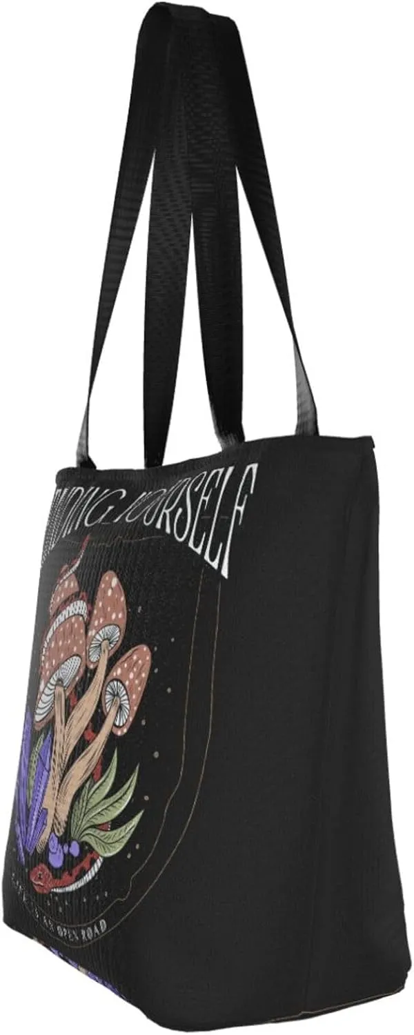Vintage Mushrooms It's Okay to Not Be Okay Women's Tote Bag Lightweight Shopping Handbag Travel Shoulder Bag