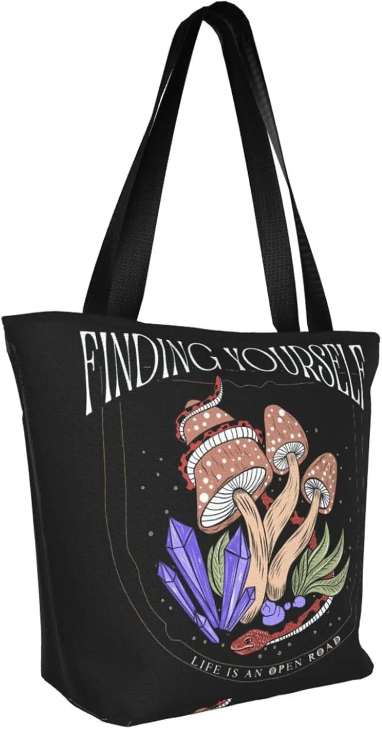Vintage Mushrooms It's Okay to Not Be Okay Women's Tote Bag Lightweight Shopping Handbag Travel Shoulder Bag