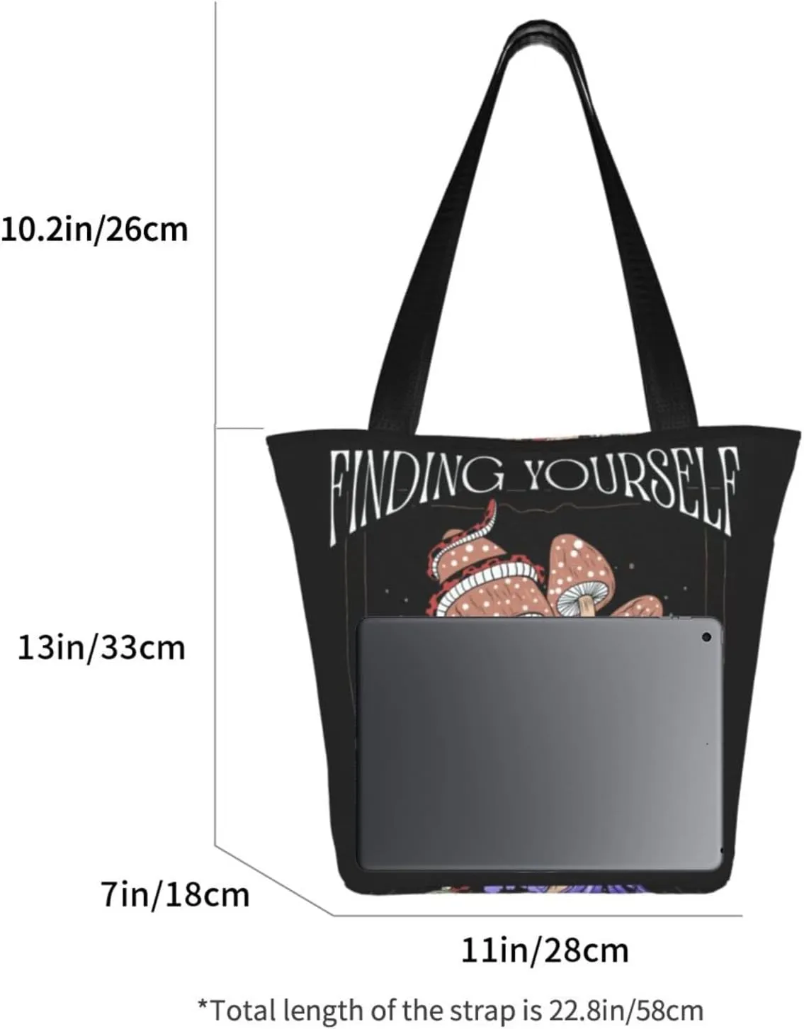 Vintage Mushrooms It's Okay to Not Be Okay Women's Tote Bag Lightweight Shopping Handbag Travel Shoulder Bag