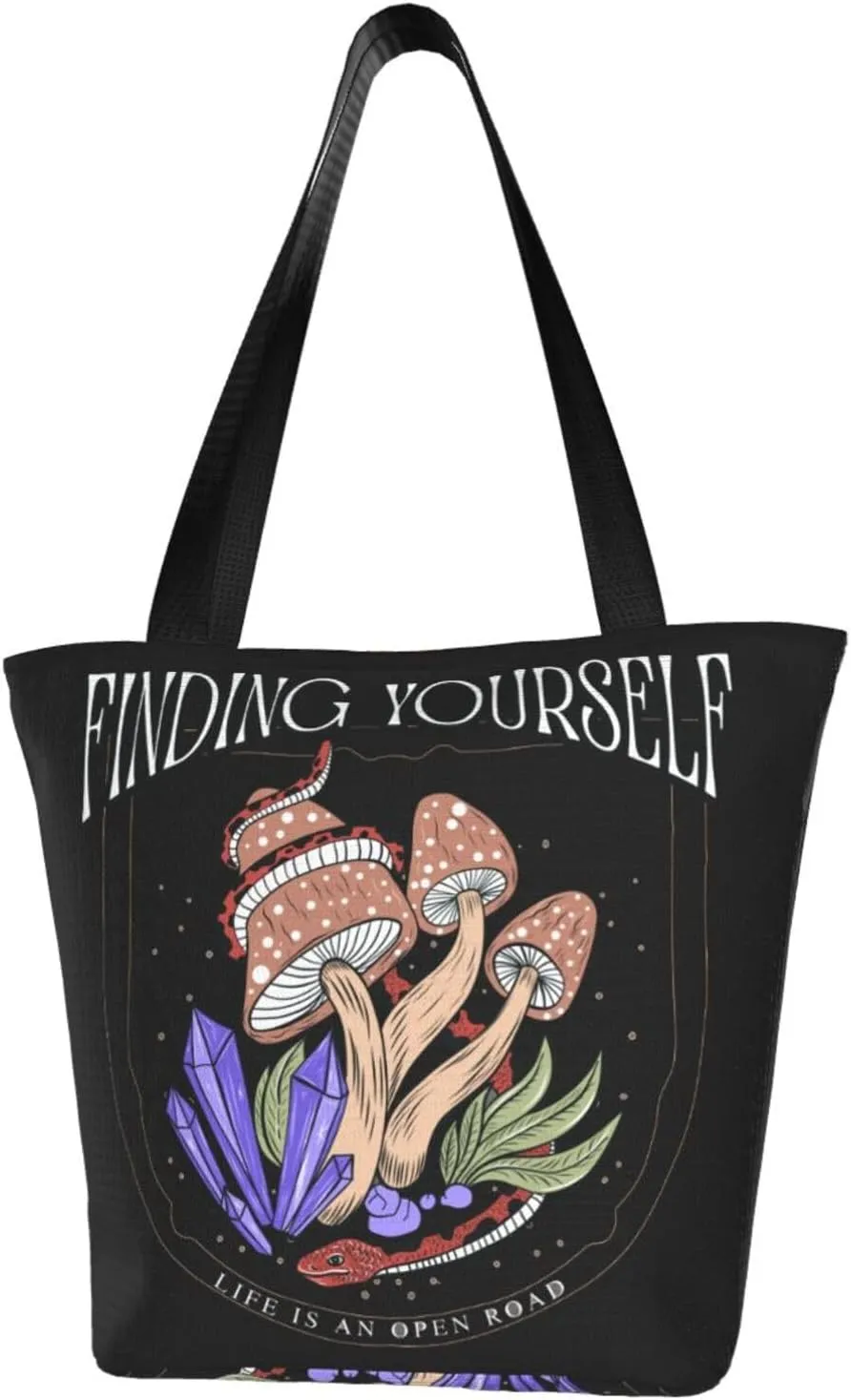 Vintage Mushrooms It's Okay to Not Be Okay Women's Tote Bag Lightweight Shopping Handbag Travel Shoulder Bag
